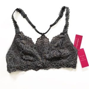 NWT XHILARATION • gray lace racerback bralette
